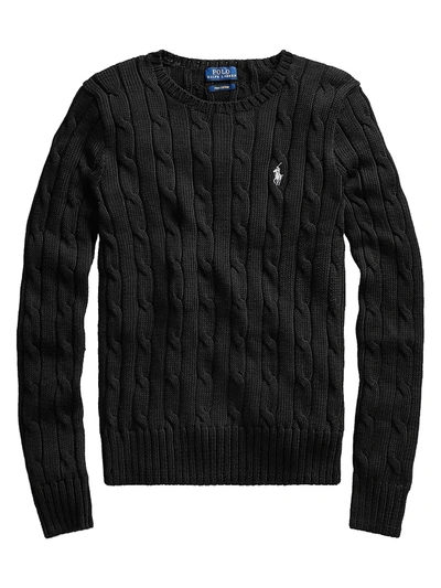 Shop Polo Ralph Lauren Julianna Classic Cable Knit Sweater In Black