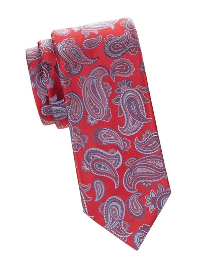 Shop Brioni Men's Paisley Silk Tie In Bluette Red