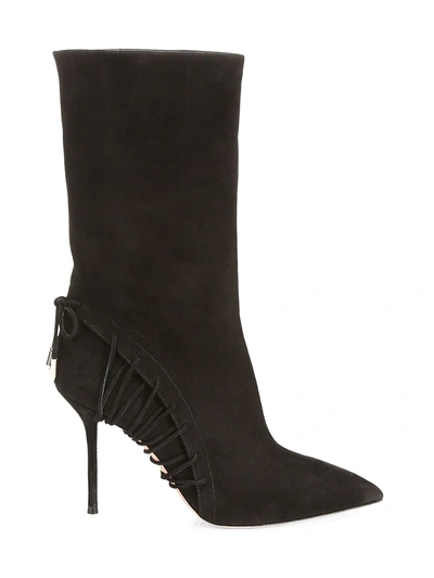 Shop Aquazzura Women's All Mine Lace-up Suede Boots In Black