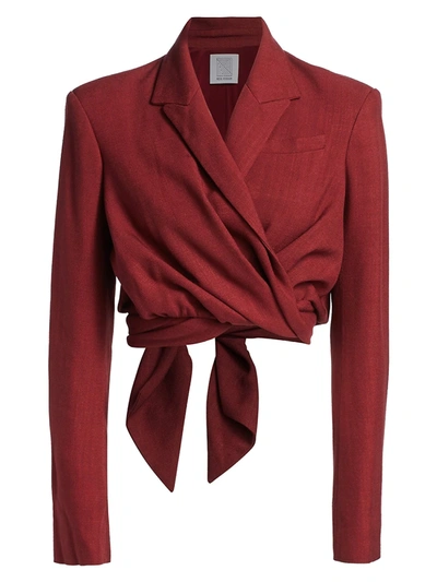 Shop Rosie Assoulin Women's Cropped Tie Jacket In Oxblood