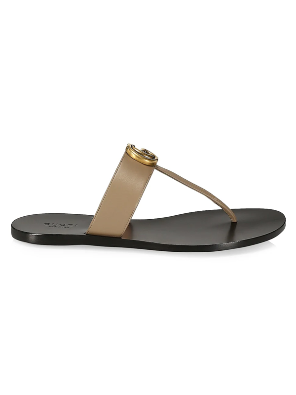 gucci marmont double g flat leather sandals