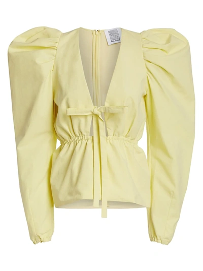 Shop Rosie Assoulin Women's Victorian Puff-sleeve Top In Yellow Cream