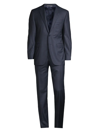 Shop Canali Men's Modern-fit Glencheck Wool Suit In Blue