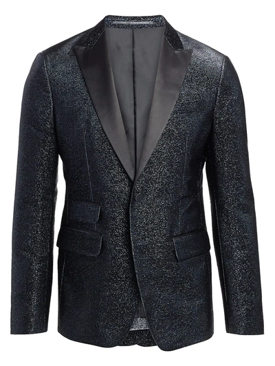 Shop Dsquared2 Men's London Fit Silk Lame Classic Blazer In Navy Blue