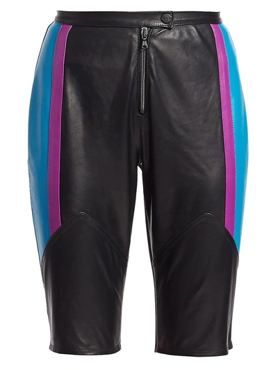 Shop Artica Arbox Women's Colorblock Leather Bike Shorts In Black