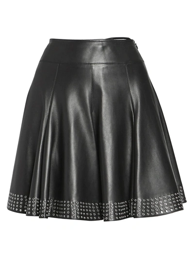 Shop Alaïa Leather Studded A-line Skirt In Noir