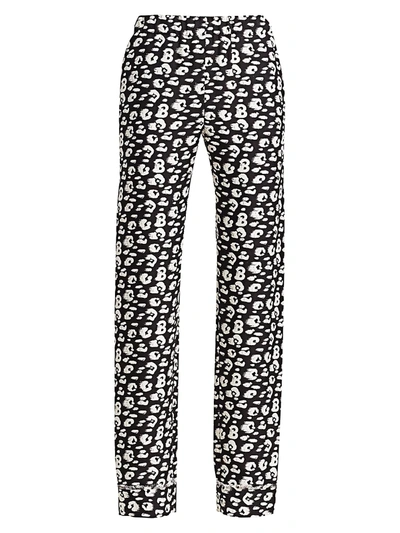 Shop Brandon Maxwell Animal-print Silk Pajama Pants In Beige Black
