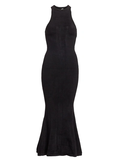 Shop Brandon Maxwell Women's Sleeveless Knit Racerback Mermaid Midi Dress In Black
