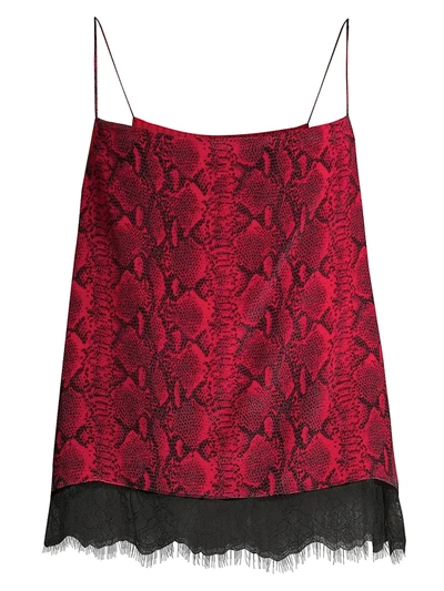 Shop Alice And Olivia Women's Harmon Snakeskin-print Silk Camisole In Snake Cherry Black