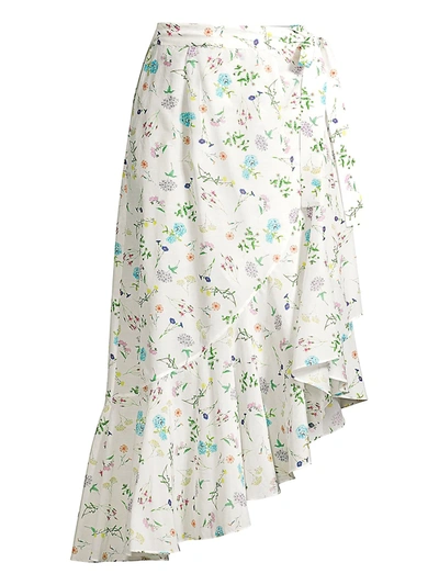 Shop Paper London Women's Lagos Floral Flounce Midi Skirt In White Multi