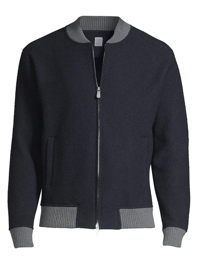 Shop Eleventy Men's Modern-fit Virgin Wool Bomber Jacket In Royal