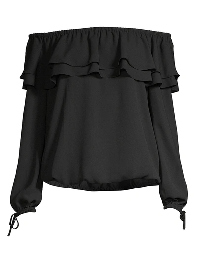 Shop Michael Michael Kors Women's Off-the-shoulder Ruffle Top In Black