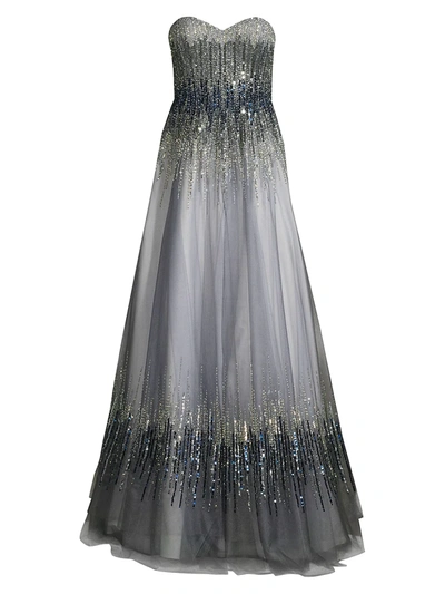 Shop Basix Black Label Strapless Ombré Sequin Ball Gown In Charcoal
