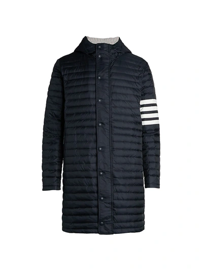 Shop Thom Browne Men's Four-bar Stripe Quilted Down Coat In Navy