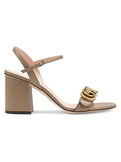Shop Gucci Marmont Gg Ankle-strap Sandals In Mud