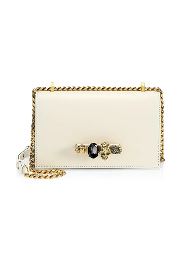 Shop Alexander Mcqueen The Jewelled Leather Satchel In Powder