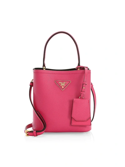 Prada Small Double Leather Bucket Bag In Pink ModeSens