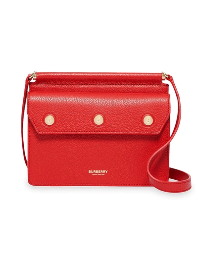 Shop Burberry Women's Baby Title Leather Crossbody Bag In Bright Red