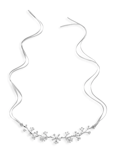 Shop Adriana Orsini Women's Embellished Floral Garland Headband In Rhodium