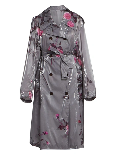 Shop Dries Van Noten Floral Trench Rain Coat In Grey