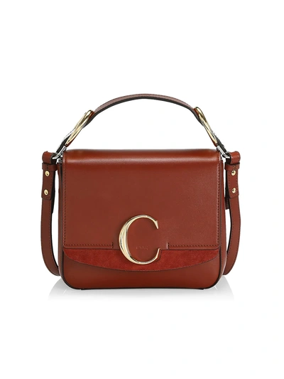 Shop Chloé C Leather Crossbody Bag In Sepia Brown