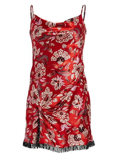 Shop Cinq À Sept Avalyn Floral Silk Mini Dress In Venetian Red Multi