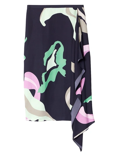 Shop Tibi Women's Ant Farm-print Asymmetric Skirt In Dark Navy Multi