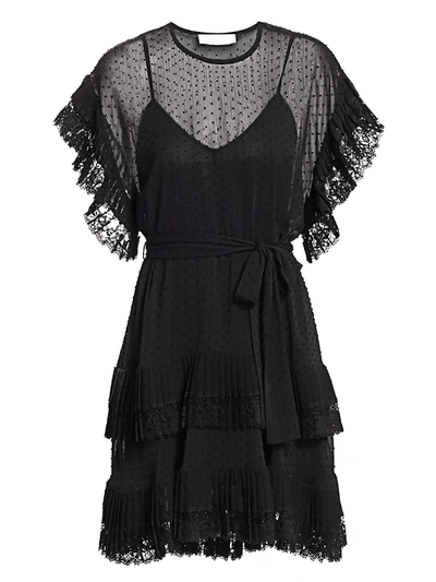 Shop Zimmermann Eye Spy Dotted Mini Dress In Black