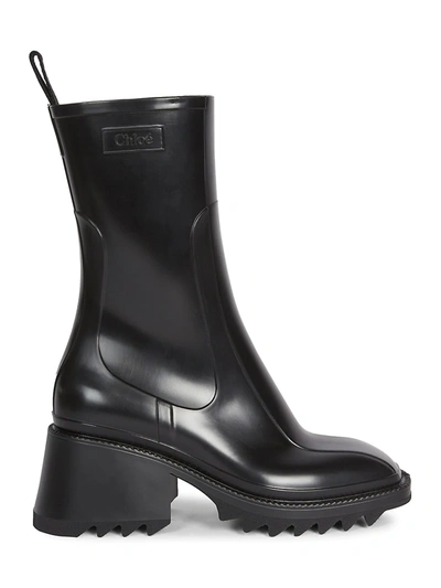 Shop Chloé Women's Betty Pvc Lug Sole Rain Boots In Black