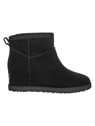 Shop Ugg Classic Femme Mini Suede Wedge Boots In Black