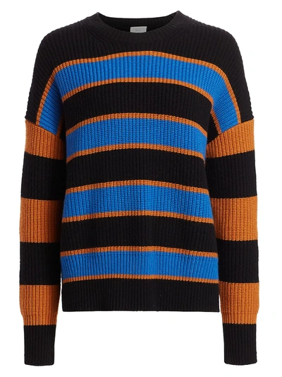 Shop A.l.c Women's Roman Stripe Sweater In Cobalt Caramel Black