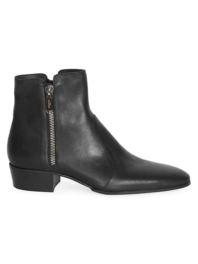 Shop Balmain Men's Mike Leather Boots In Noir