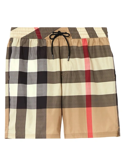 Shop Burberry Checker Swim Shorts In Archive Beige