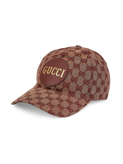 Shop Gucci Men's Gg Canvas Baseball Cap In Camel Bordeaux