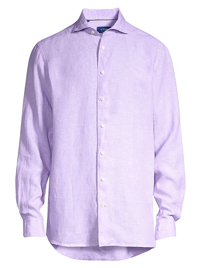Shop Eton Men's Contemporary-fit Solid Dress Shirt In Purple