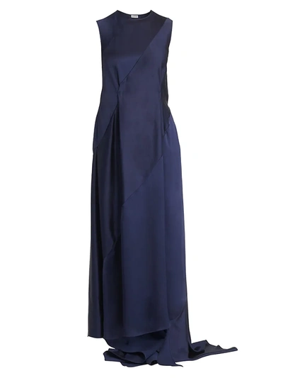 Shop Loewe Women's Sleeveless Satin Maxi Dress In Navy Blue