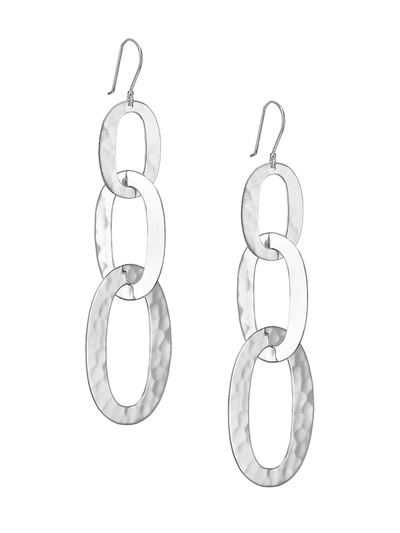 Shop Ippolita Classico Sterling Silver Hammered Triple Roma Link Oval Drop Earrings