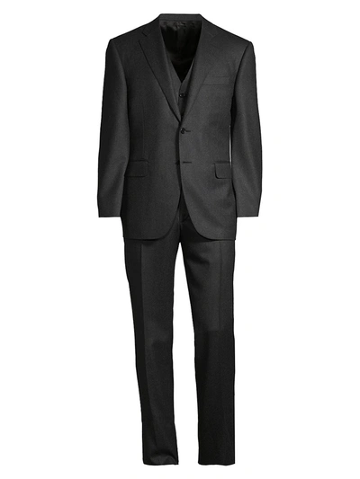 Shop Canali Men's 3-piece Wool Suit In Charcoal