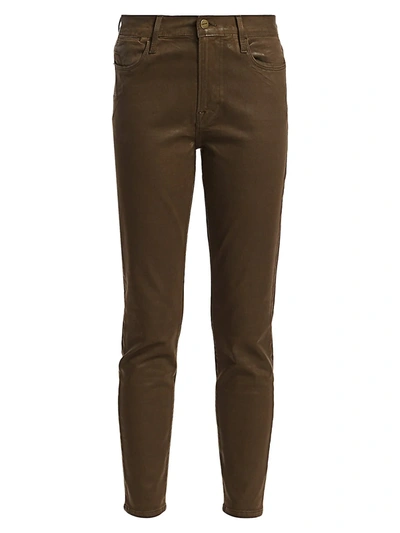 Shop Frame Le High Skinny Coated Jeans In Military Coated