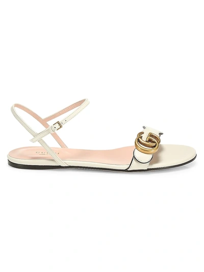 Shop Gucci Marmont Leather Double G Sandals In White