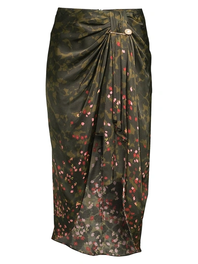 Shop Mother Of Pearl Emma Camo Floral Ruched Midi Skirt In Camo Print