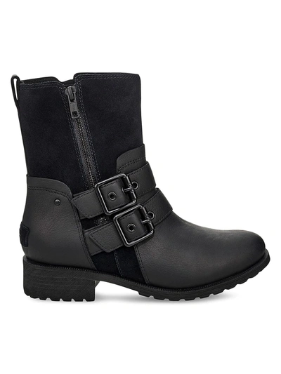 Shop Ugg Women's Wilde Suede & Leather Combat Boots In Black