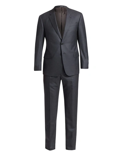 Shop Giorgio Armani Men's Wool Suit In Solid Dark
