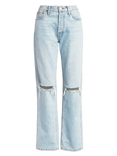Shop Re/done Women's High-rise Ripped-knee Loose Jeans In Bleach Destroy