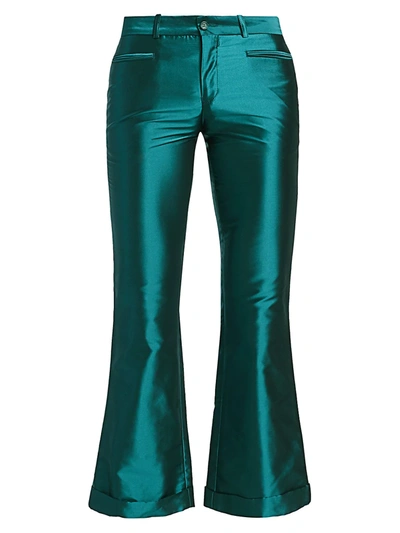 Shop Each X Other Iridescent Kick-flare Trousers In Petrol