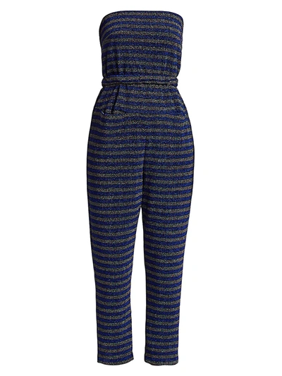 Shop Rachel Comey Wayne Glitter Stripe Strapless Jumpsuit In Blue