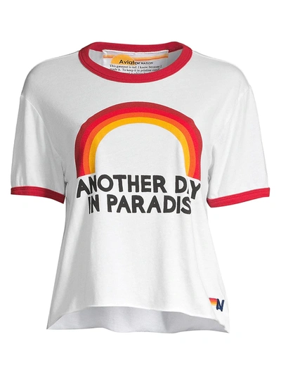 Shop Aviator Nation Women's Paradise Rainbow Bf Tee In White Red