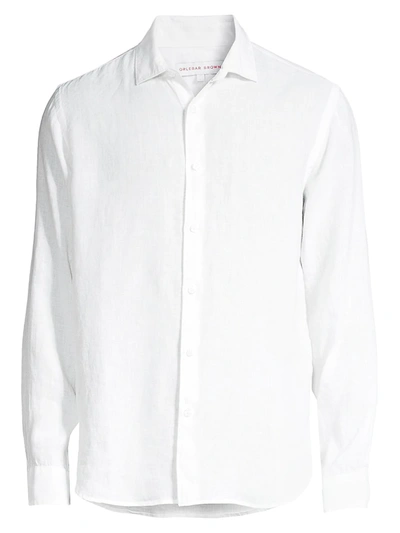 Shop Orlebar Brown Men's Giles Linen Shirt In White