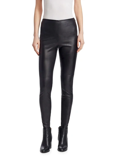 Shop Ralph Lauren Women's Eleanora Stretch Leather Pants In Black