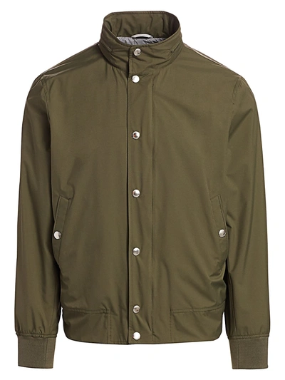 Shop Brunello Cucinelli Men's Scott Nylon Bomber Jacket In Green